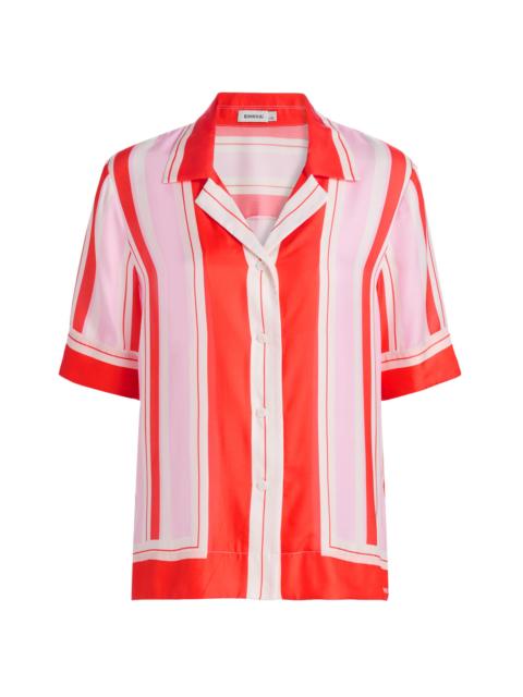 SIMKHAI Women's Koda Striped Silk-Blend Short-Sleeve Shirt - Tulip Stripe