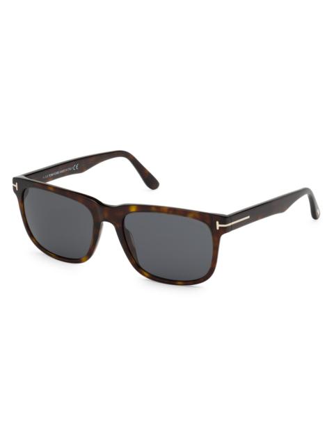 TOM FORD Men's 56MM Plastic Square Sunglasses - Dark Havana