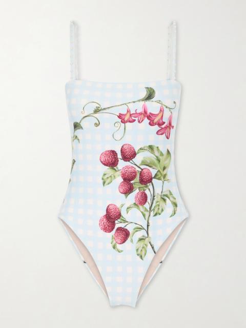 Agua by Agua Bendita Durazno Embellished Printed Recycled Swimsuit