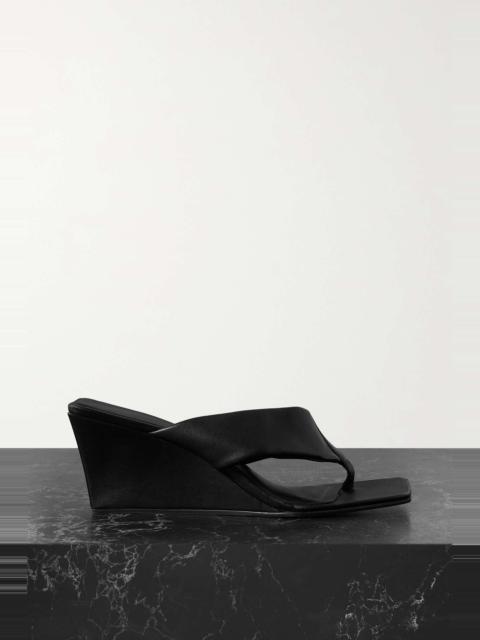 ST. AGNI + NET SUSTAIN Leather wedge sandals