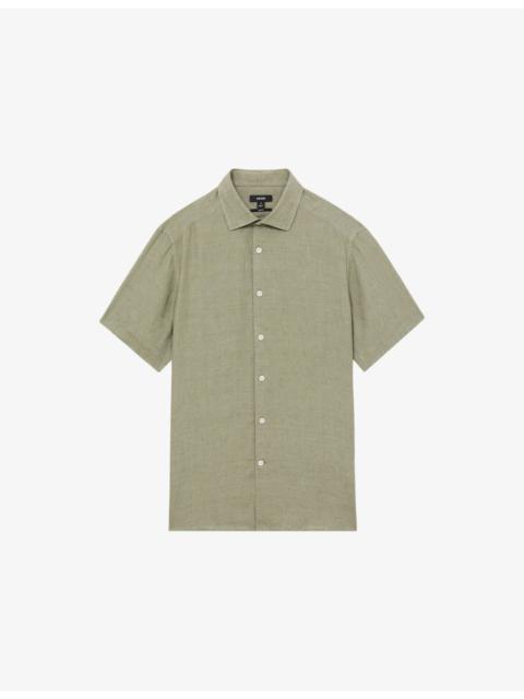 REISS Holiday Short-Sleeved Linen Shirt