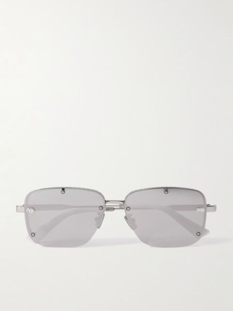 Dior NeoDior S4U Rectangle-Frame Gunmetal-Tone Sunglasses Silver
