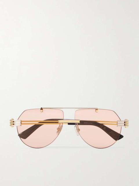 Aviator-Style Gold- and Silver-Tone Sunglasses