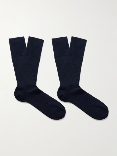 FALKE Finest Two-Pack Ribbed Cashmere-Blend Socks Navy