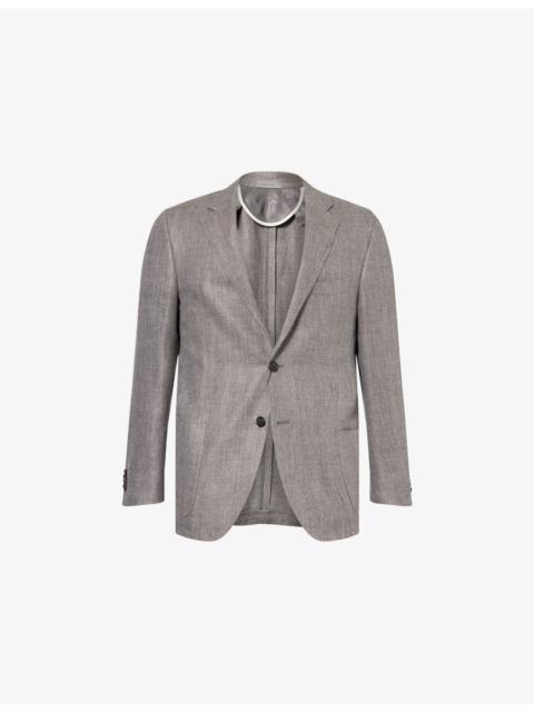 CORNELIANI Herringbone Notch-Lapel Linen-And-Wool Jacket