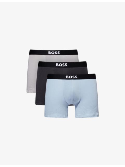 BOSS BOSS ONE x David Beckham Logo-Waistband Pack of Three Stretch-Cotton Boxer Briefs
