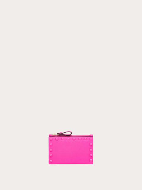 Valentino ROCKSTUD CALFSKIN CARDHOLDER WITH ZIP