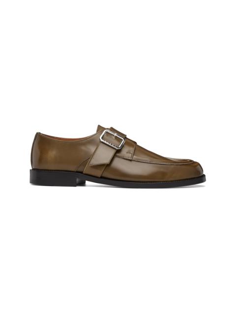 Marni Khaki Shaded Leather Buckle Monkstraps