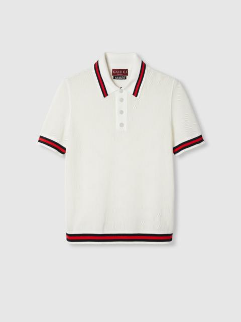 GUCCI Cotton mesh knit polo shirt