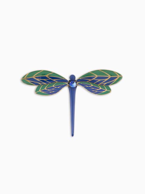 GIORGIO ARMANI Dragonfly-shaped enamelled brooch