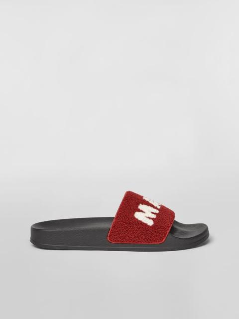 Marni RUBBER SANDAL WITH WHITE AND RED TERRY-CLOTH BAND