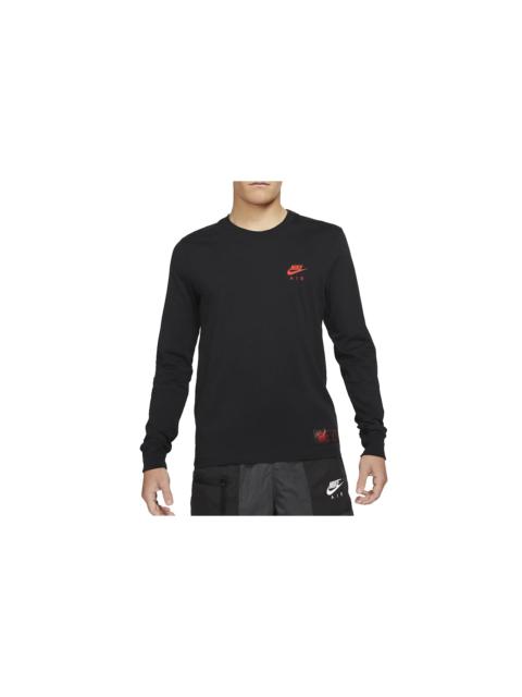 Nike Men's Nike Air Back Print Sports Round Neck Long Sleeves Black T-Shirt DJ1380-010
