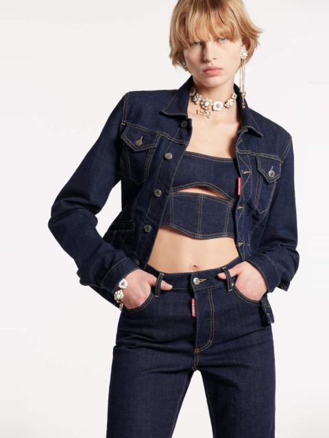 DSQUARED2 DARK RINSE WASH BOYFRIEND JEAN JACKET