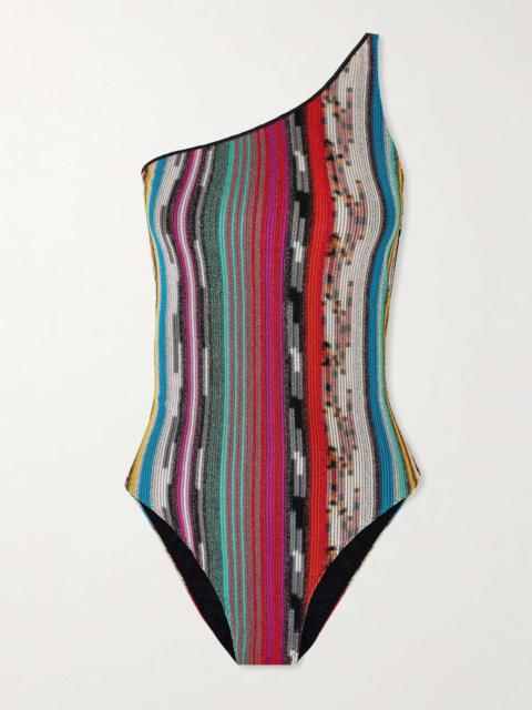 Missoni Mare one-shoulder metallic crochet-knit swimsuit Multi