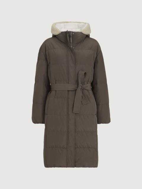 Brunello Cucinelli Techno cotton taffeta down coat with shearling inserts and shiny zipper pull