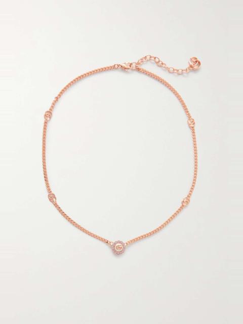 GUCCI Rose gold-tone, crystal and faux pearl necklace