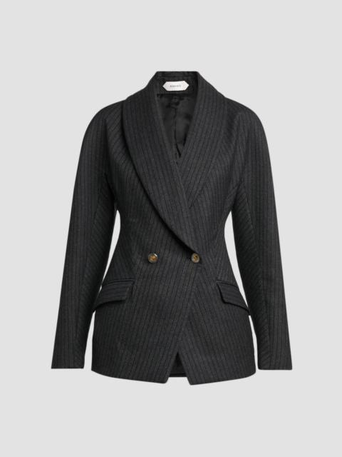 VERSACE Women's Pinstripe Wool Twill Blazer - Grey Melange