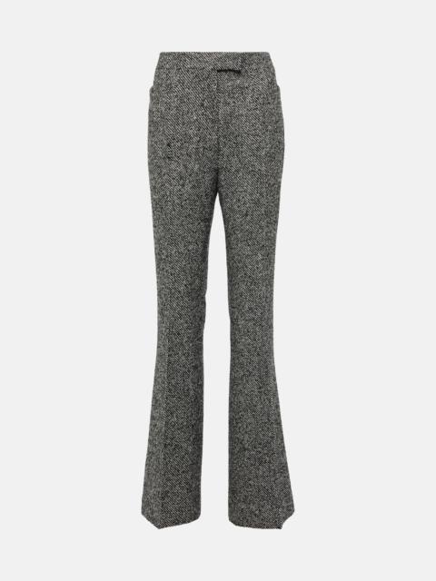 High-rise tweed wool flared pants