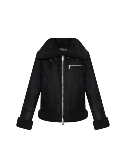 zip-up biker jacket