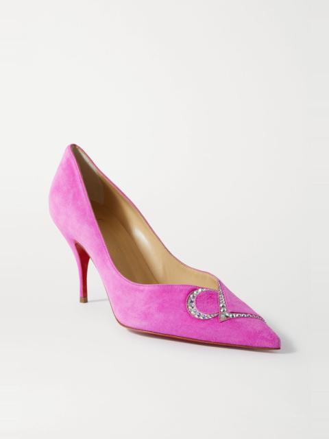 CL Strass 80 crystal-embellished suede pumps