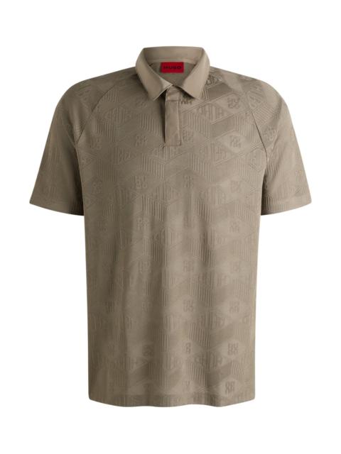 HUGO LOGO-PATTERN POLO SHIRT WITH CONTRAST PLACKET