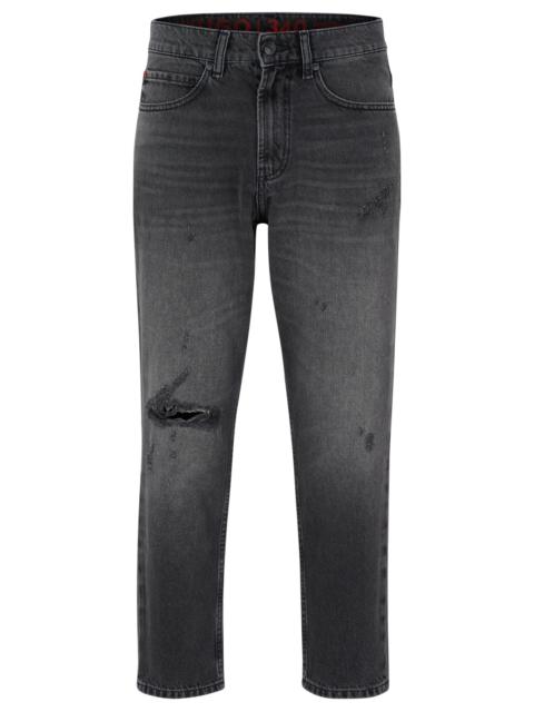 HUGO REGULAR-FIT JEANS IN GRAY RIGID DENIM