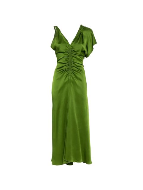 Victoria Beckham asymmetric ruched midi dress