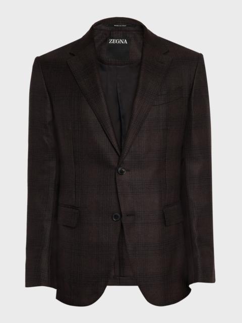 ZEGNA Men's Cashmere and Silk Tonal Plaid Sport Coat