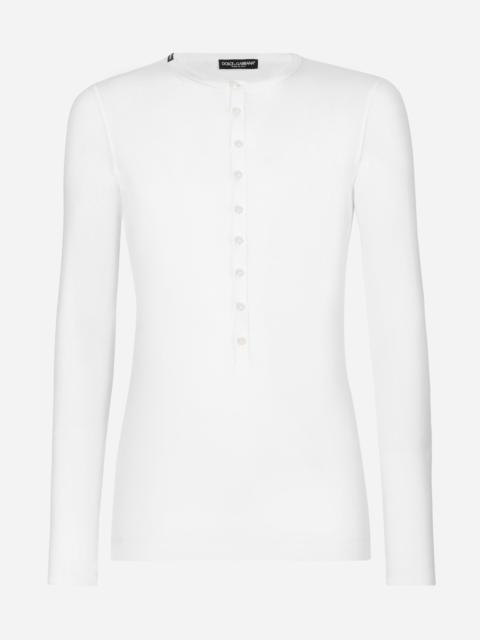 Dolce & Gabbana Fine-rib cotton granddad-neck T-shirt