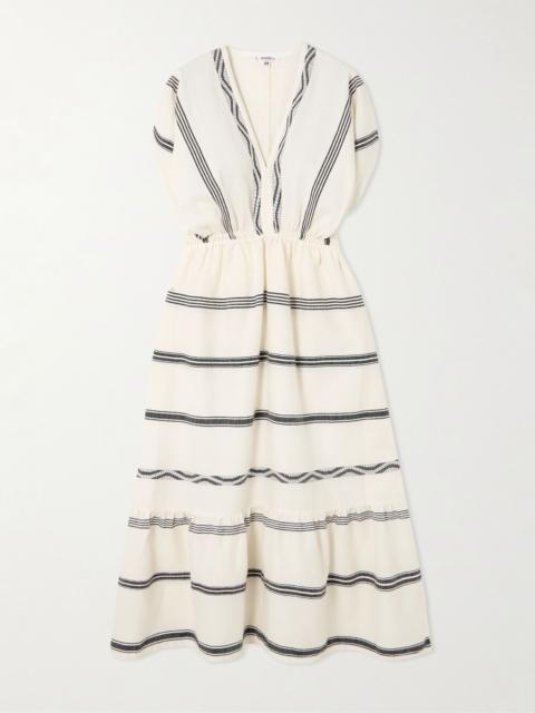lemlem Leila striped cotton midi dress Cream
