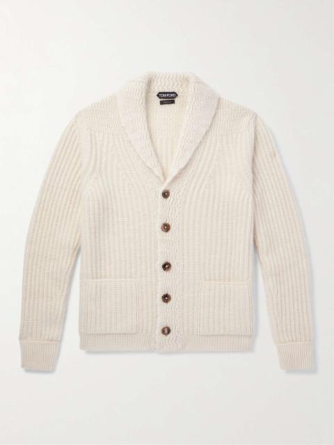 TOM FORD Shawl-Collar Ribbed Wool, Silk and Mohair-Blend Cardigan