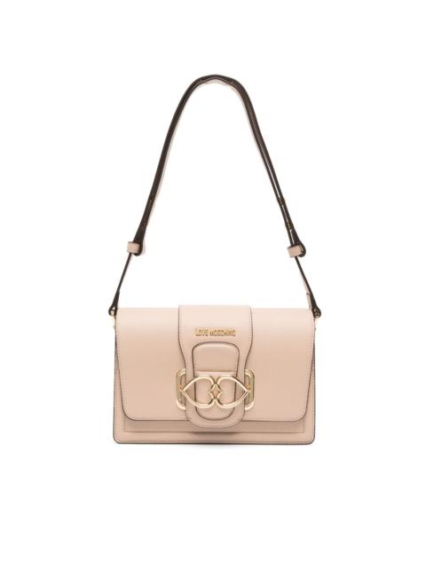 Moschino heart-plaque foldover shoulder bag