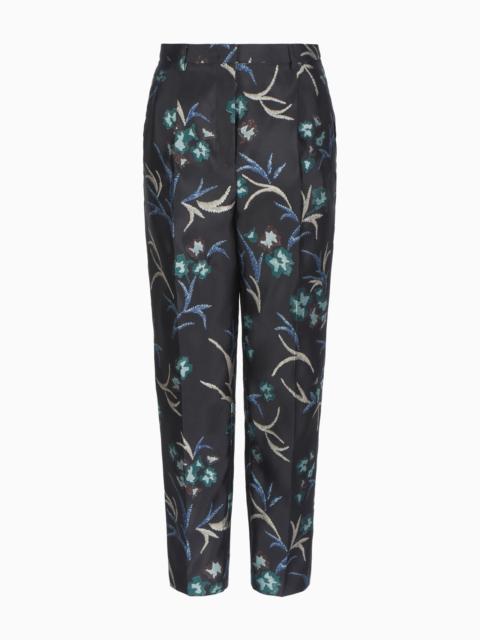 GIORGIO ARMANI Straight trousers with floral jacquard motif