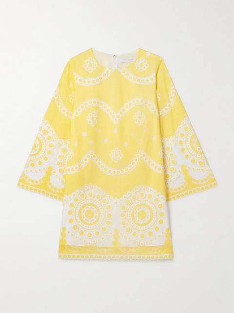 BORGO DE NOR Stevie Cotton-blend Poplin And Guipure Lace Mini Dress