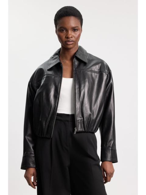 KAREN MILLEN Leather Collared Bomber Jacket