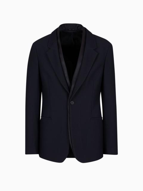GIORGIO ARMANI Single-breasted jacket in technical waffle fabric