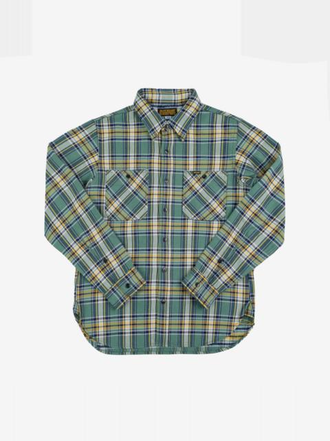Iron Heart Ultra Heavy Flannel Tartan Check Work Shirt - Green