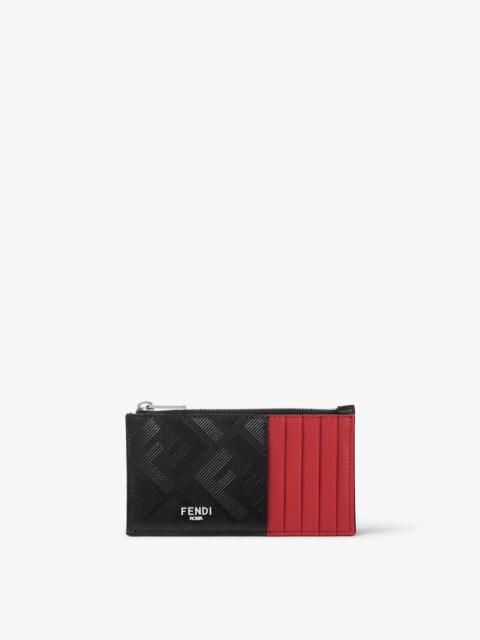 FENDI Fendi Shadow Card Holder Black and red leather card holder
