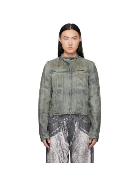 Diesel Gray Cotton-Hemp Satin Denim Jacket