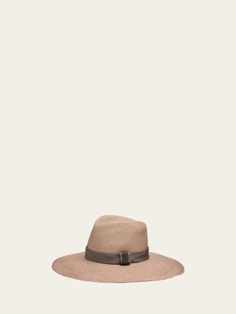 Brunello Cucinelli Straw Fedora with Monili Band