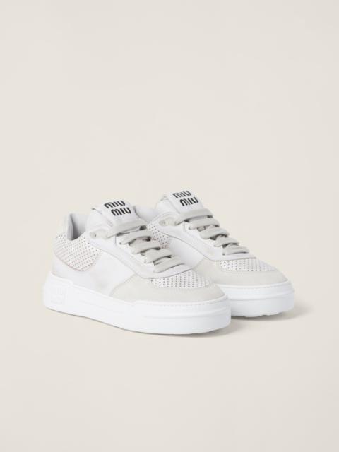 Miu Miu Bleached leather and suede sneakers