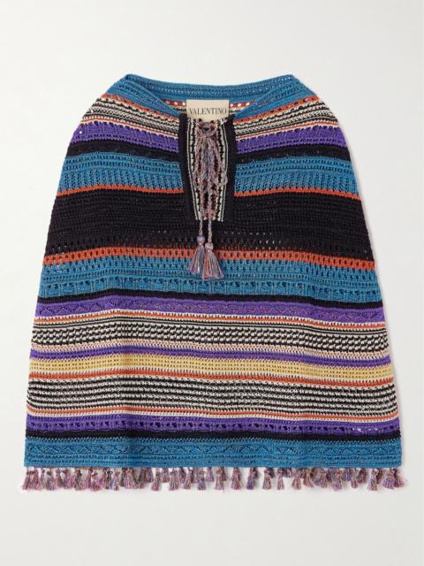 Valentino Striped metallic knitted poncho Blue