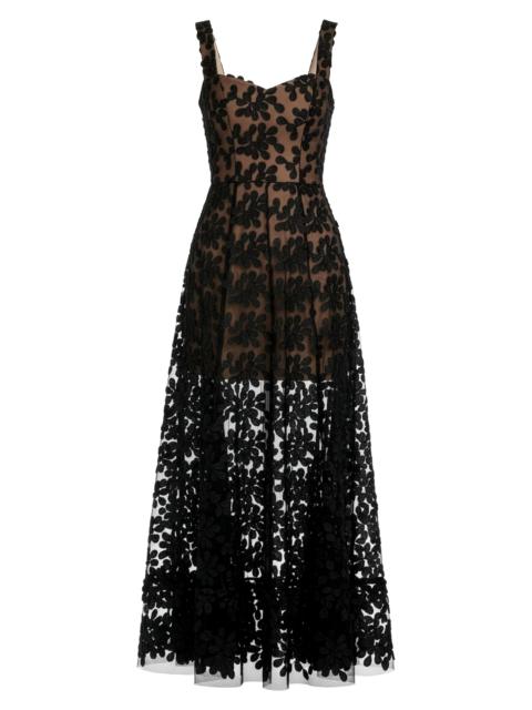 Dress The Population Women's Anabel Floral Embroidered Maxi Dress - Black