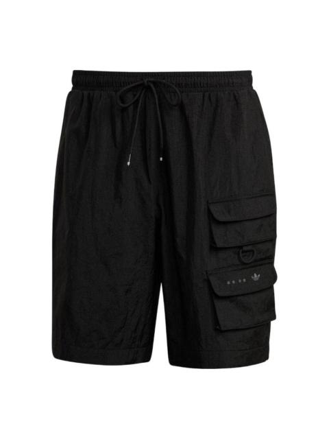 adidas adidas Solid Color Multiple Pockets Lacing Shorts Black HS8889