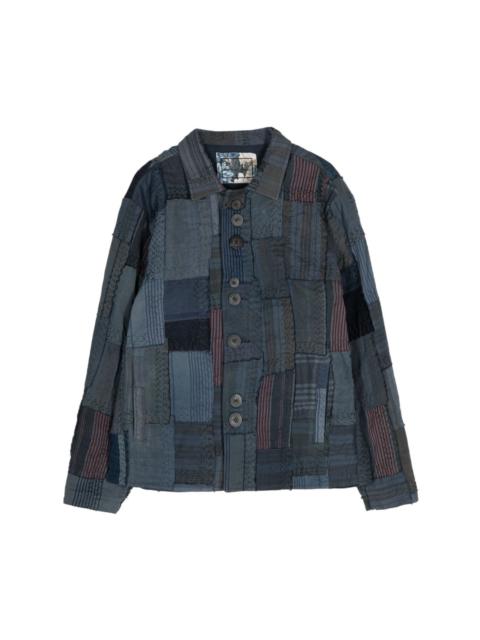 patchwork linen shirt jacket