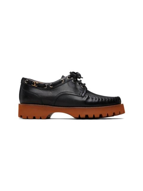 Valentino Black Lug Sole Boat Shoes