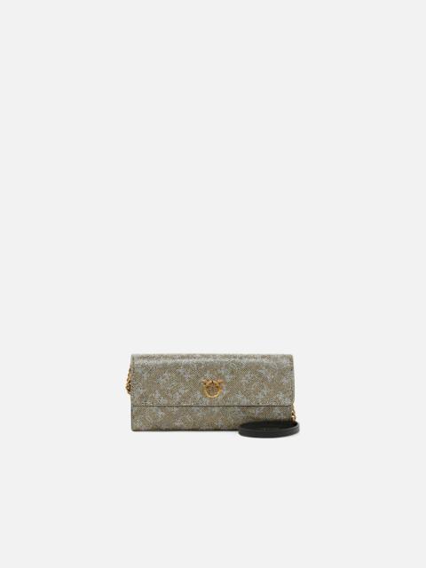PINKO WALLET WITH SHOULDER STRAP AND RHINESTONE MONOGRAM