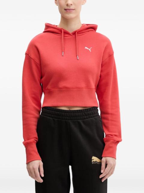 PUMA logo-embroidered cropped hoodie