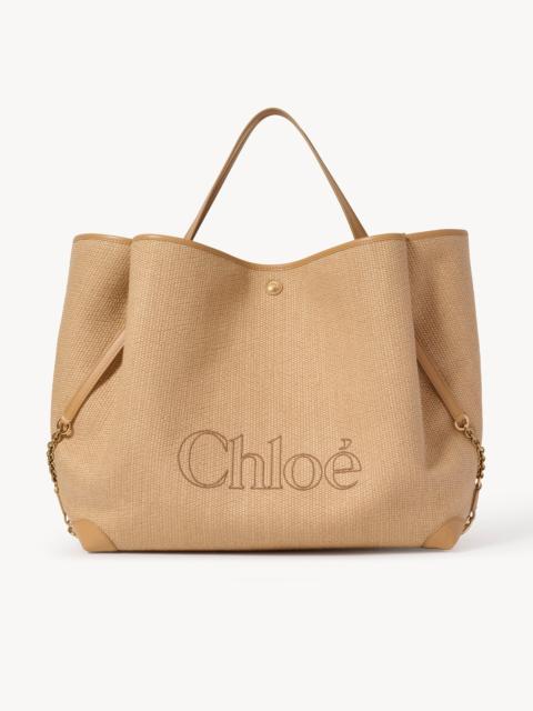 Chloé LARGE CHLOÉ CLOVER DOUBLE CARRY BAG IN RAFFIA-EFFECT FIBERS