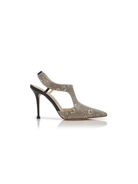 Lizard Print Calf Leather T-Bar Pumps